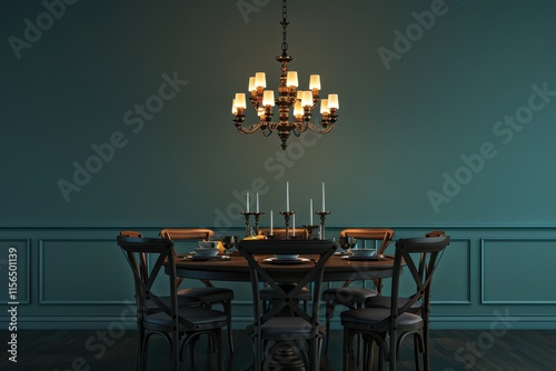 Light shining on the dining table in a warm atmosphere
