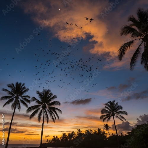 Evening Soar: Christmas Island Pipistrelle Taking Flight at Sundown photo