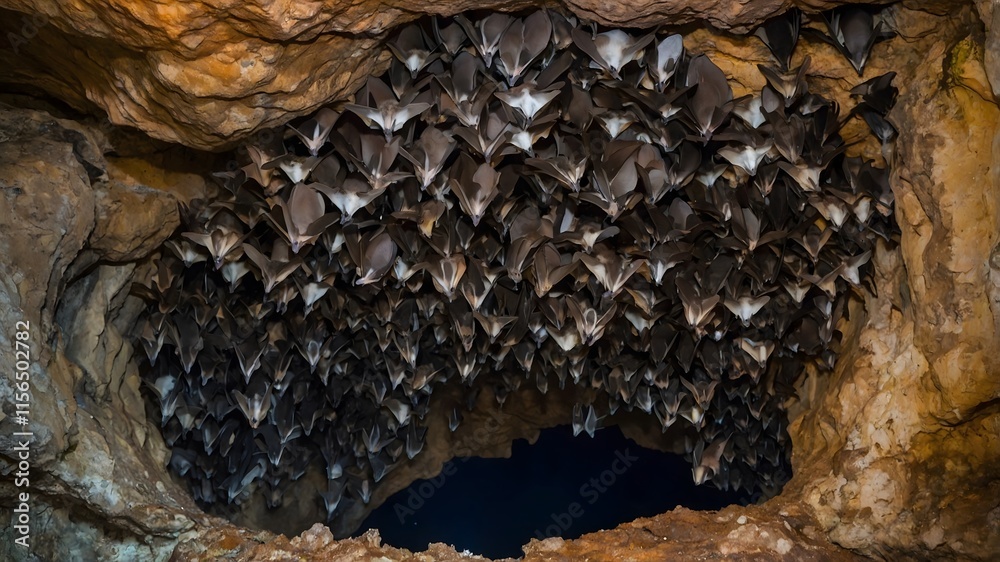 Pipistrelle Family: Christmas Island Pipistrelles Nestled Together in Their Cave Home