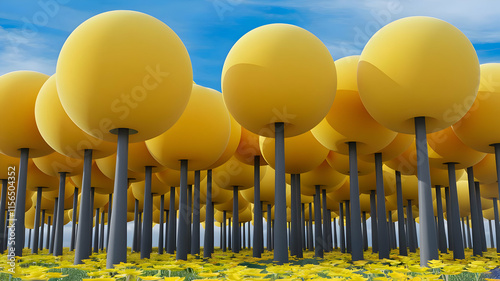 yellow flowers on blue sky background