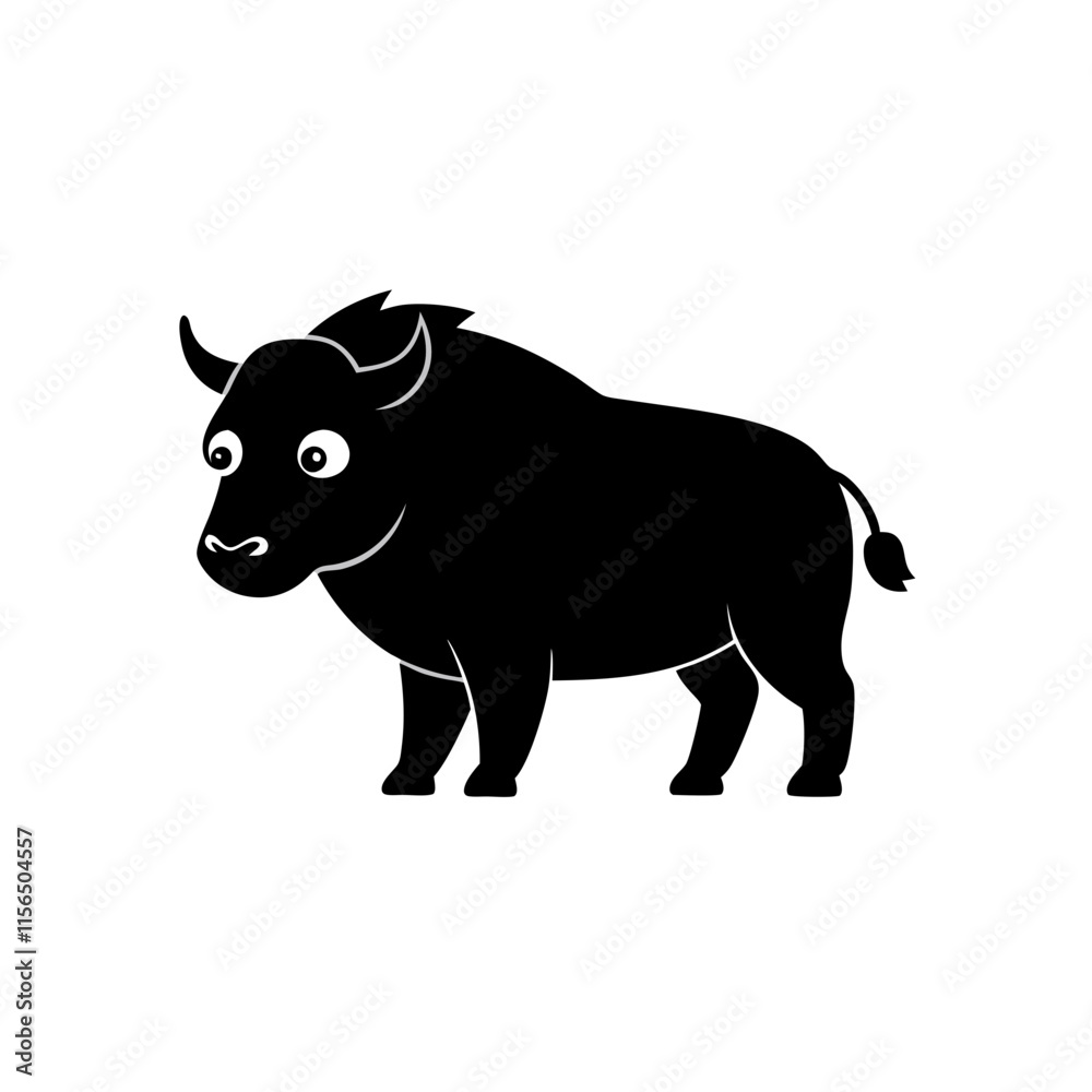 Obraz premium Bison cartoon vector silhouette