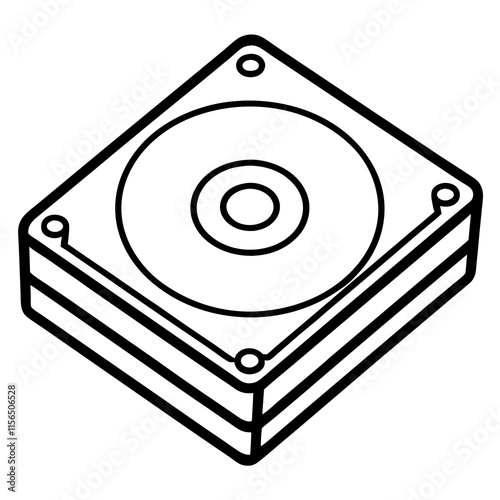 Hard Drive Line Art Vector Illustration