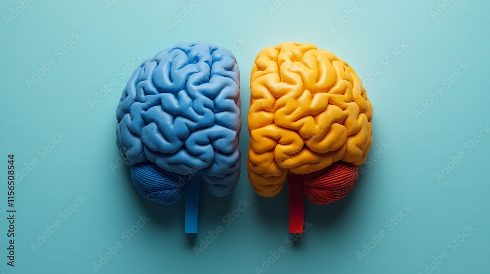 Dual Brain Hemispheres: A Colorful Representation of Cognitive Functions