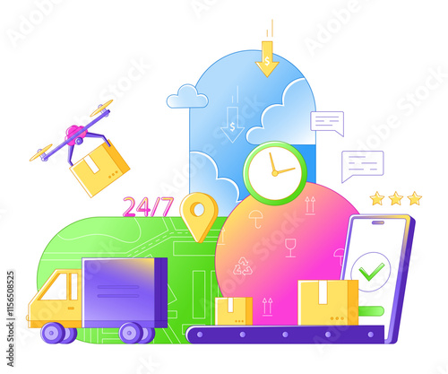 Logistics, delivery and drone delivering box