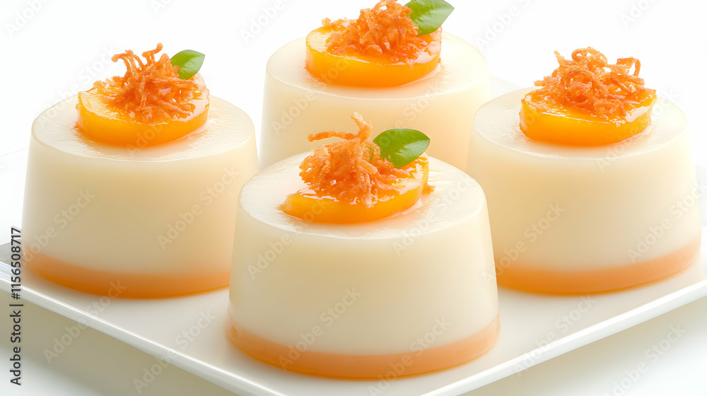 Creamy Vanilla Pudding Cups Topped with Orange Slices and Crispy Garnish, a delightful dessert, perfect treat. Creamy Vanilla Pudding Cups Topped with Orange Slices and Crispy Garnish, a delightful dessert, perfect treat.