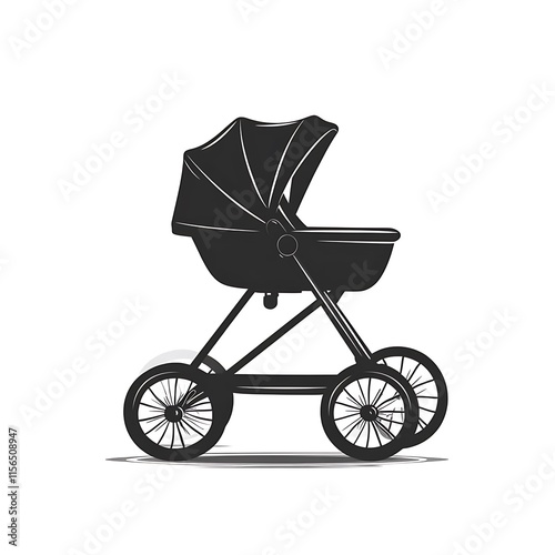 Stroller, carriage vector icon on white background.
