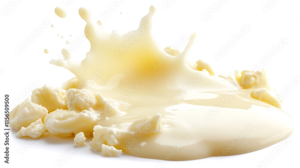 Creamy Milk Splashing: Close-up Photo of Delicious White Chocolate Chunks. AI Generated Creamy Milk Splashing: Close-up Photo of Delicious White Chocolate Chunks. AI Generated