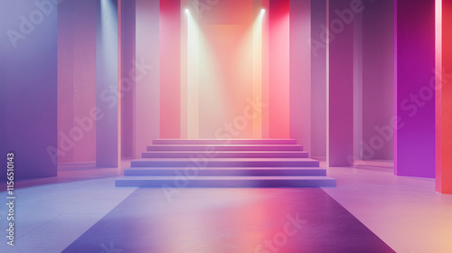 Wallpaper Mural Modern Empty Stage Illuminated with Vibrant Colorful Spotlights for video or graphic element  Torontodigital.ca