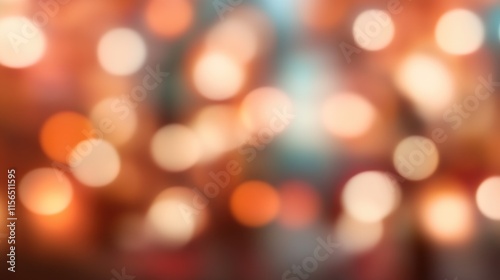 Blurred bright glowing lights of district in megapolis under dusk sky in evening on blurred background