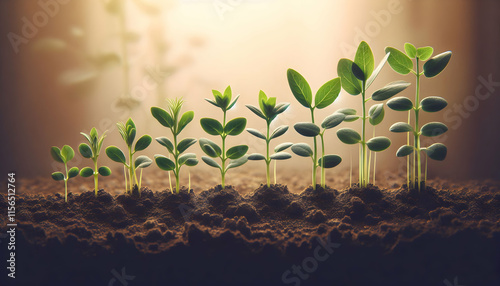 Some beautiful plant growing in the soil and sunlighting beautiful background