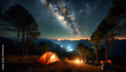 camping in the night