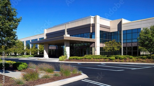 Wallpaper Mural Modern Office Building Exterior View with Clear Blue Sky Torontodigital.ca