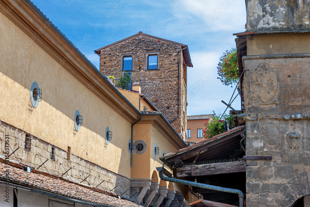 The Torre dei Mannelli is a small tower corner of the Ponte Vecchio Bridge in Florence. Vasari Corridor (a corridor to join the Uffizi with Palazzo Pitti on the other side of the river)