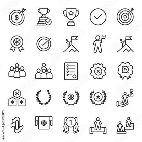 Goal Target line icon set vector