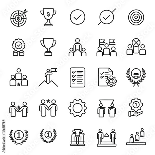 Goal Target line icon set vector