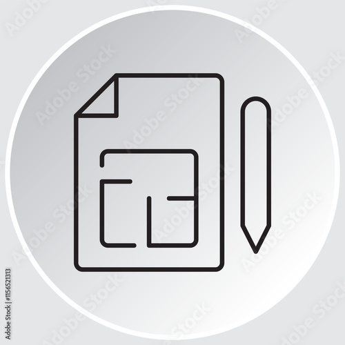 Modeling outline icon. Planning, scheme, dimension, project, measurement, floor plan and more.