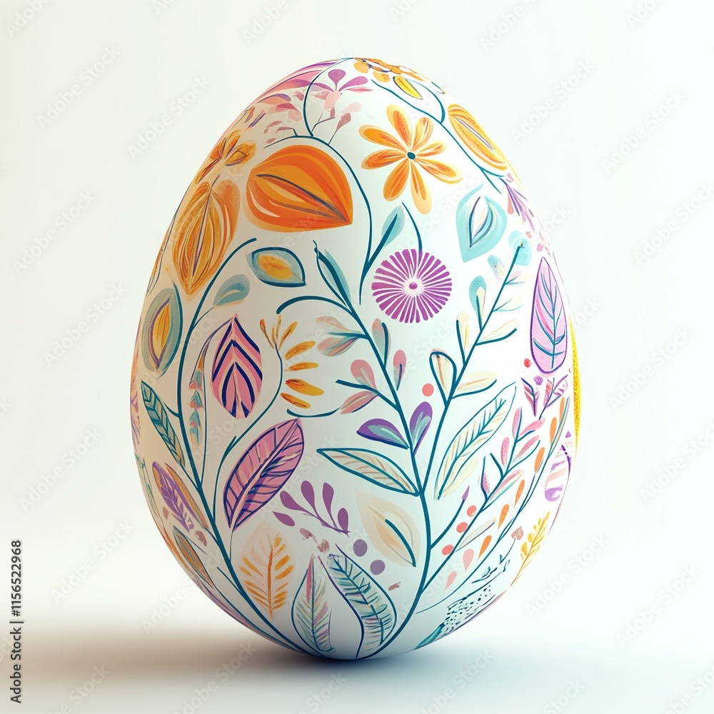 Decorated Easter egg with floral pattern. Decorated Easter egg with floral pattern.