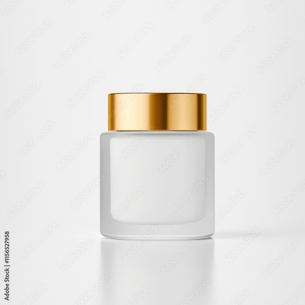 Cream Jar with Frosted Glass Finish in Square Shape with Gold Lid Cream Jar with Frosted Glass Finish in Square Shape with Gold Lid