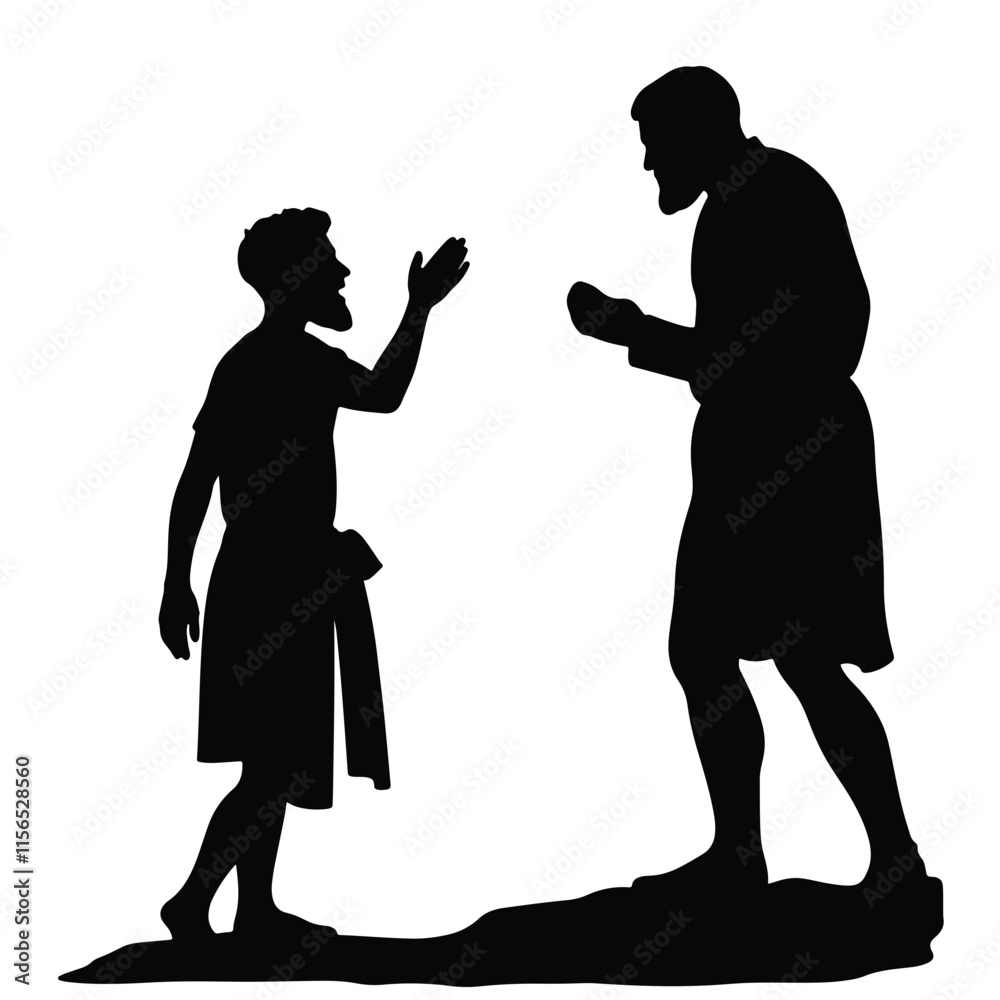 David confronts Goliath during the biblical battle in the Valley of Elah David confronts Goliath during the biblical battle in the Valley of Elah