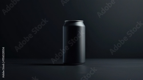 Black Beverage Can Mockup with Studio Lighting for Design and Marketing Purposes