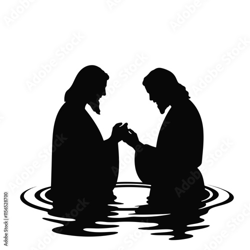 Baptism of Jesus by John in the Jordan River symbolizing faith and renewal during biblical times