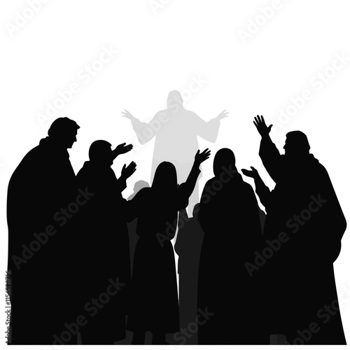 Witnesses gathering around a biblical figure in a moment of revelation during an ancient gathering