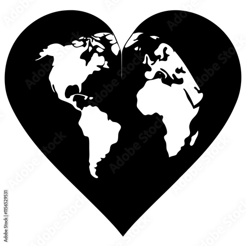 Green Earth Heart vector silhouette