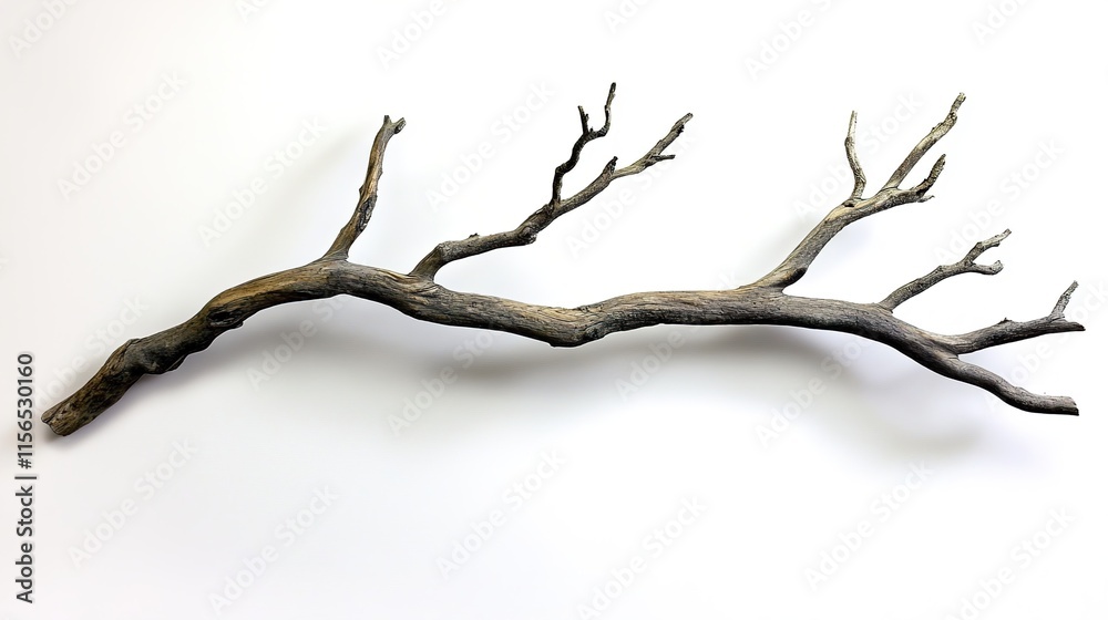 Dry Branch on White Background: Nature Photography Dry Branch on White Background: Nature Photography