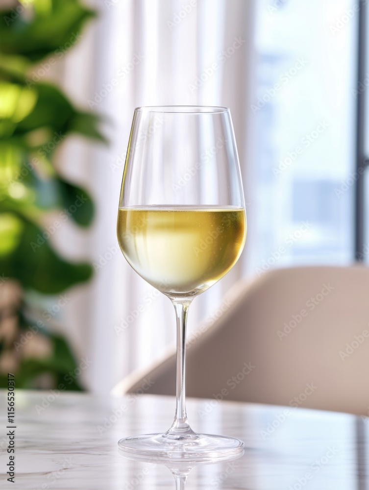 Elegant Wine Glass on a Clean Surface Bathed in Natural Light Elegant Wine Glass on a Clean Surface Bathed in Natural Light