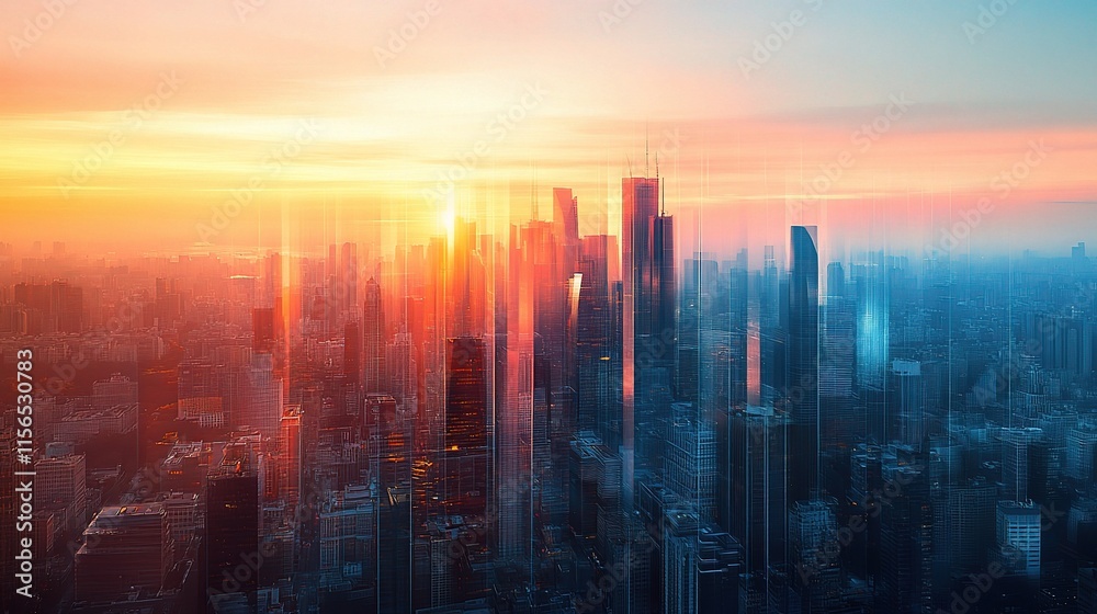 City Skyline at Sunrise: A breathtaking aerial view of a modern metropolis bathed in the warm hues of sunrise, showcasing the towering skyscrapers and the vibrant energy of urban life. City Skyline at Sunrise: A breathtaking aerial view of a modern metropolis bathed in the warm hues of sunrise, showcasing the towering skyscrapers and the vibrant energy of urban life.