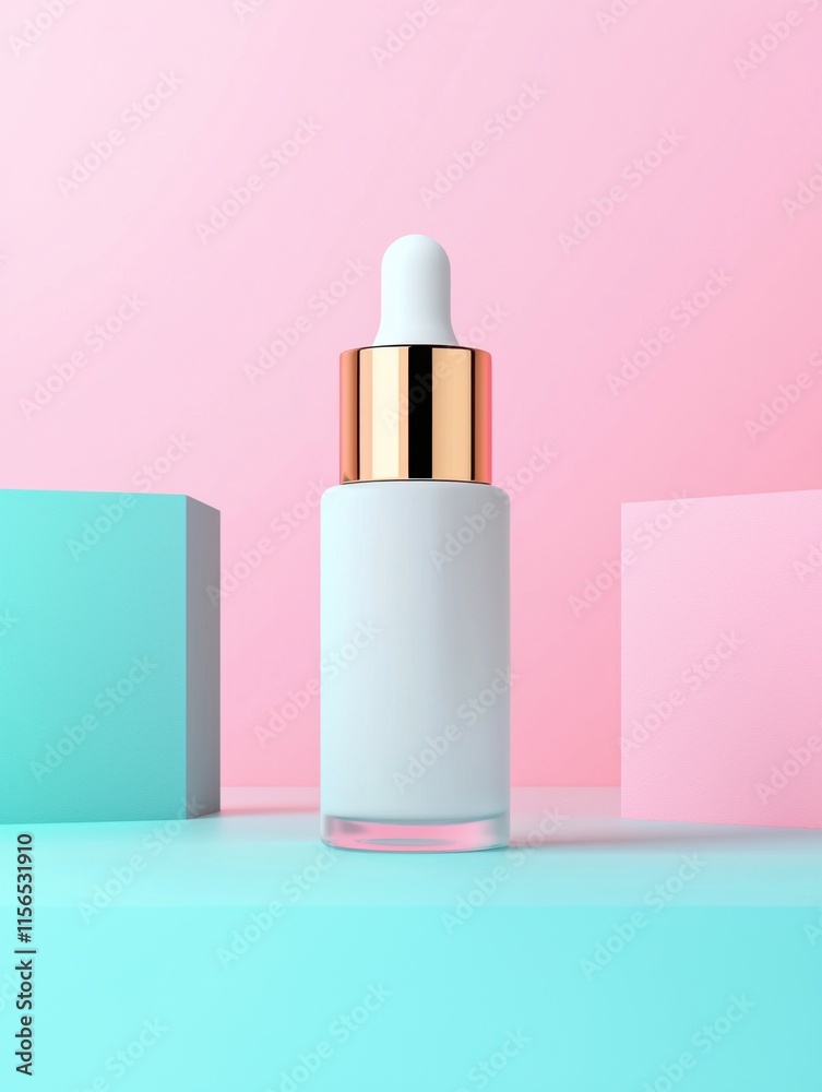 Elegant Premium Skincare Serum Bottle in Studio Lighting on Colorful Background