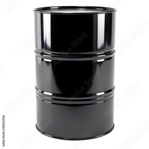 black industrial oil drum isolated on transparent background 