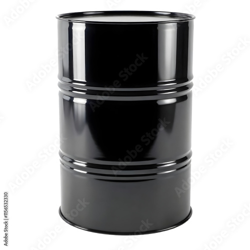 black industrial oil drum isolated on transparent background 