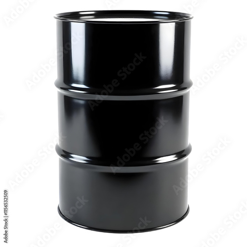 black industrial oil drum isolated on transparent background 