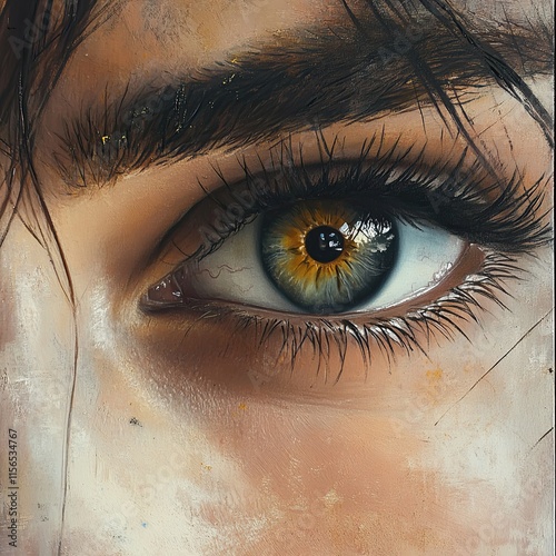 Close-up of a woman's captivating hazel eye.