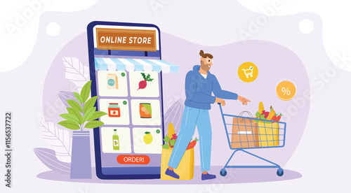 Bright visuals of mobile grocery apps showcasing easy navigation, fresh produce, and seamless delivery.