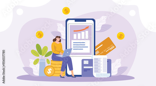 A modern design showcasing mobile apps for budget tracking, expense management, and personal finance growth.