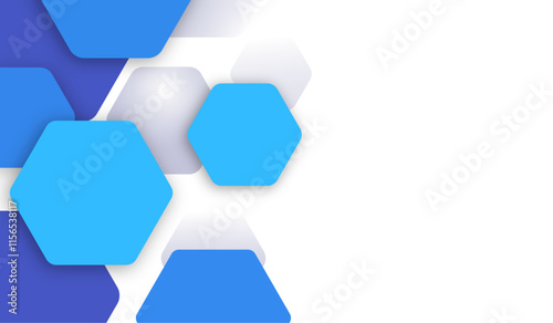 Modern hexagon frame edge design abstract white background.