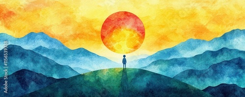 vision for growth flat design top view expanding horizons watercolor vivid