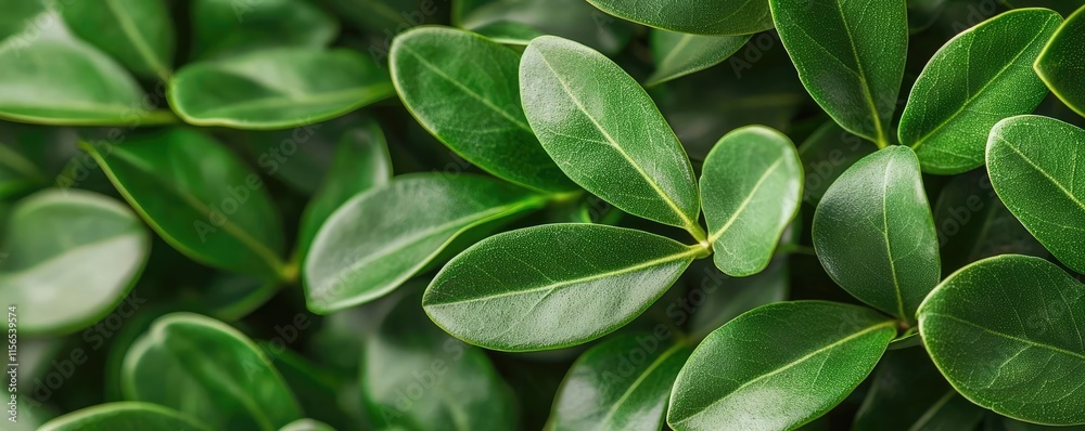 Foliage green concept. A close-up view of vibrant green leaves showcasing natural beauty and texture.