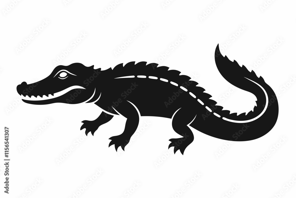 Fototapeta premium American alligator silhouette icon vector