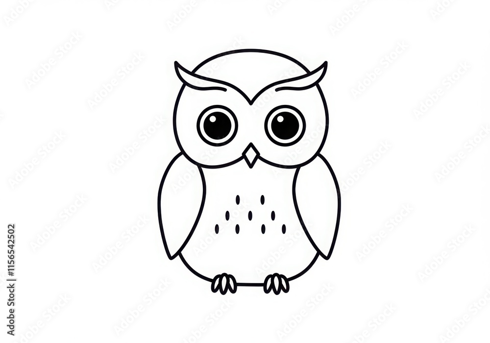 Simple owl icon, minimalist black and white design, large round eyes, tiny beak, symmetric Simple owl icon, minimalist black and white design, large round eyes, tiny beak, symmetric