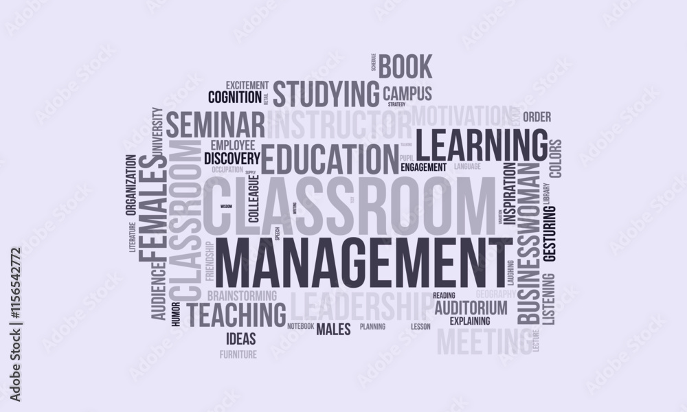 Fototapeta premium Classroom Management word cloud template. Classroom Management concept vector tagcloud background.