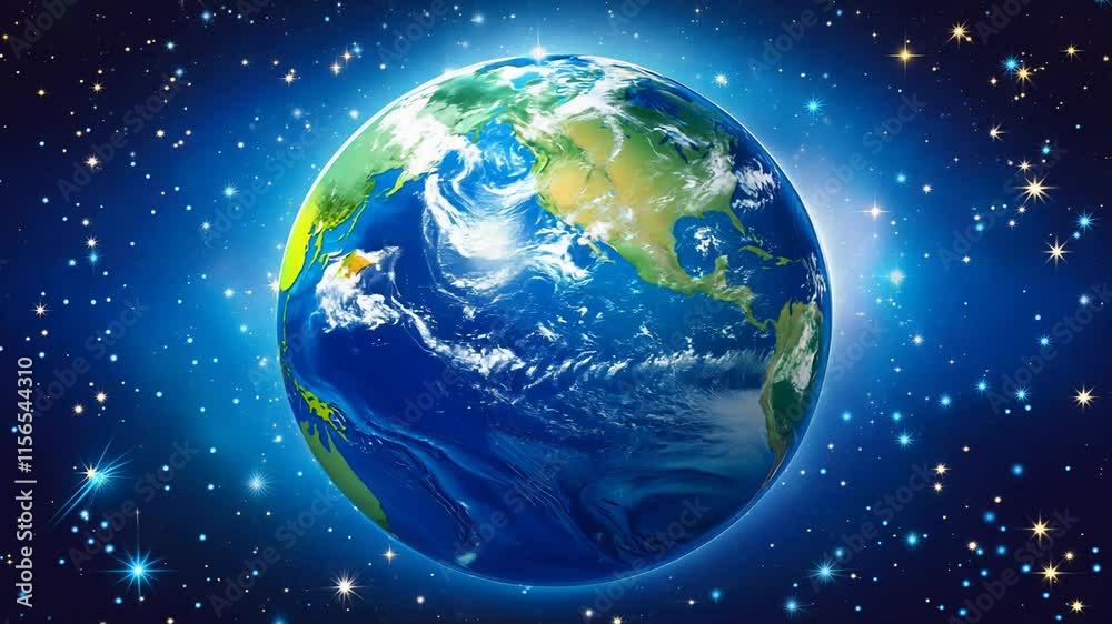 Rotating planet earth from space.