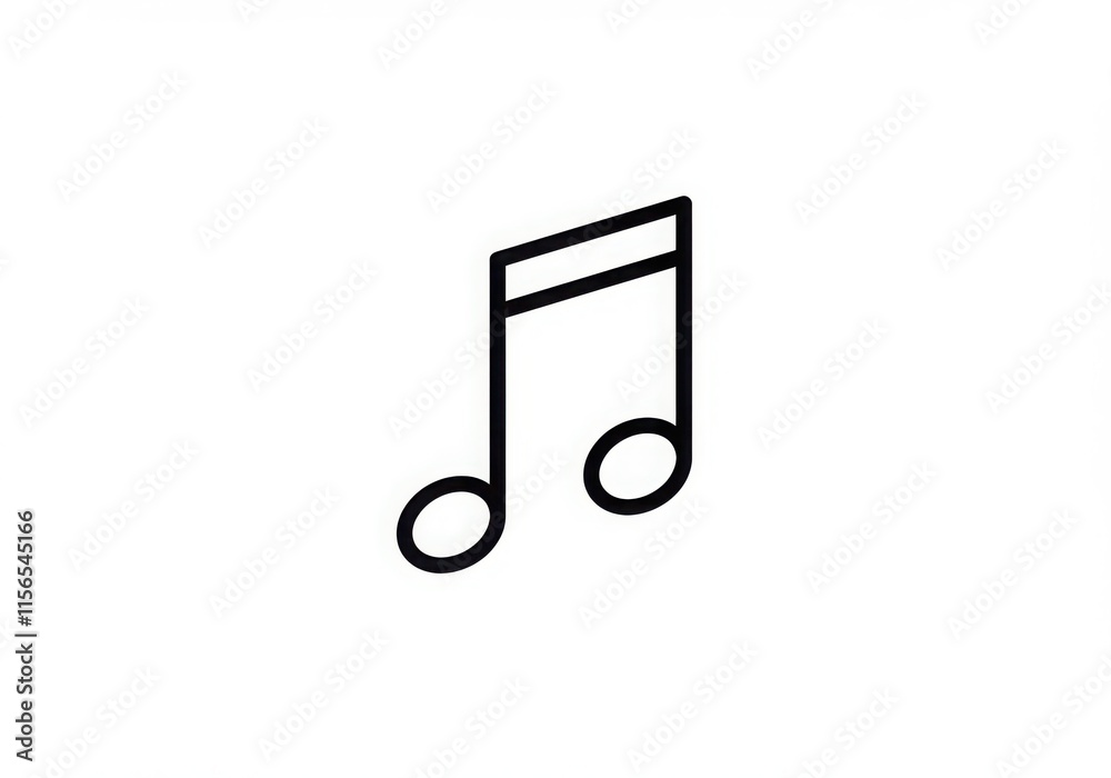 music note icon, simple line drawing, minimalist design, musical symbol, black and white graphic