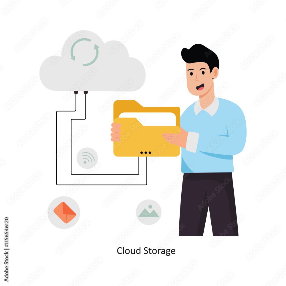 Cloud Storage concept vector illustration. Cloud Computing isolated On white Background. Cloud Storage concept vector illustration. Cloud Computing isolated On white Background.