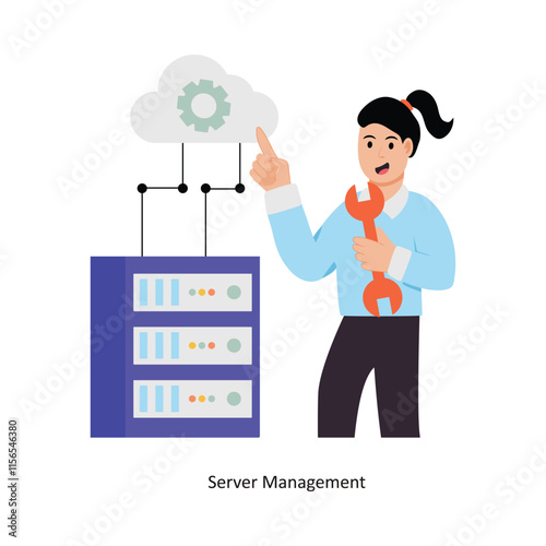 Server Management concept vector illustration. Cloud Computing isolated On white Background.       