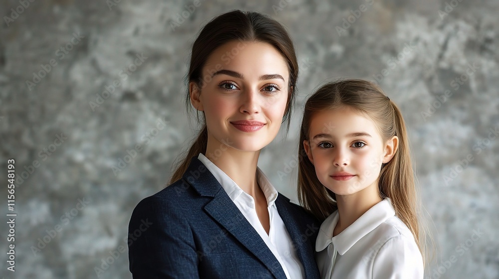 Professional Woman in Business Suit with Young Girl Portrait Professional Woman in Business Suit with Young Girl Portrait