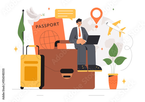 Diplomat Profession Vector Illustration Featuring International Negotiations and Agreement Signing for Worldwide Representation of Countries