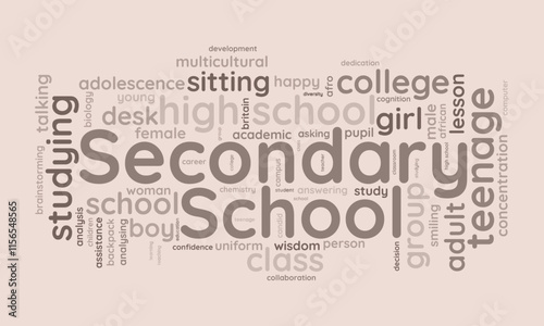 Secondary School word cloud template. Secondary School concept vector tagcloud background.